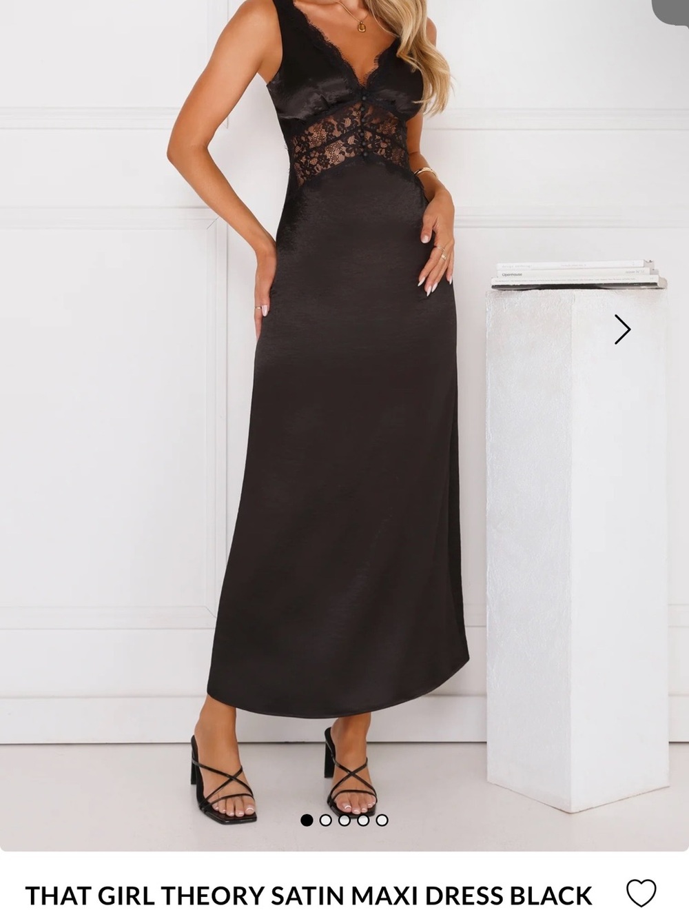 Hello Molly Black Satin Lace-Trim Maxi Skirt